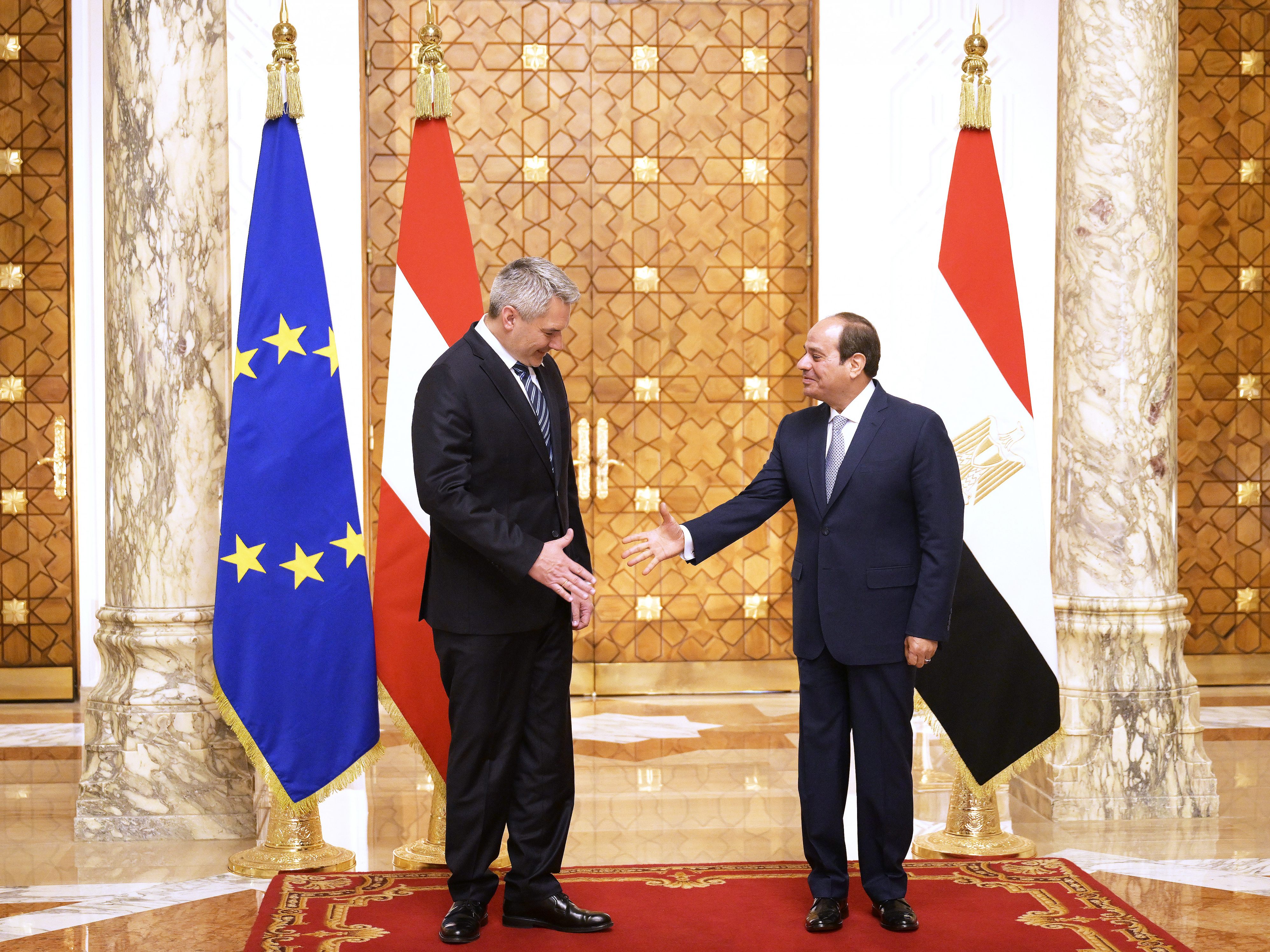 Kanzler Nehammer und Ägyptens Präsident Abdel Fattah El Sisi.
