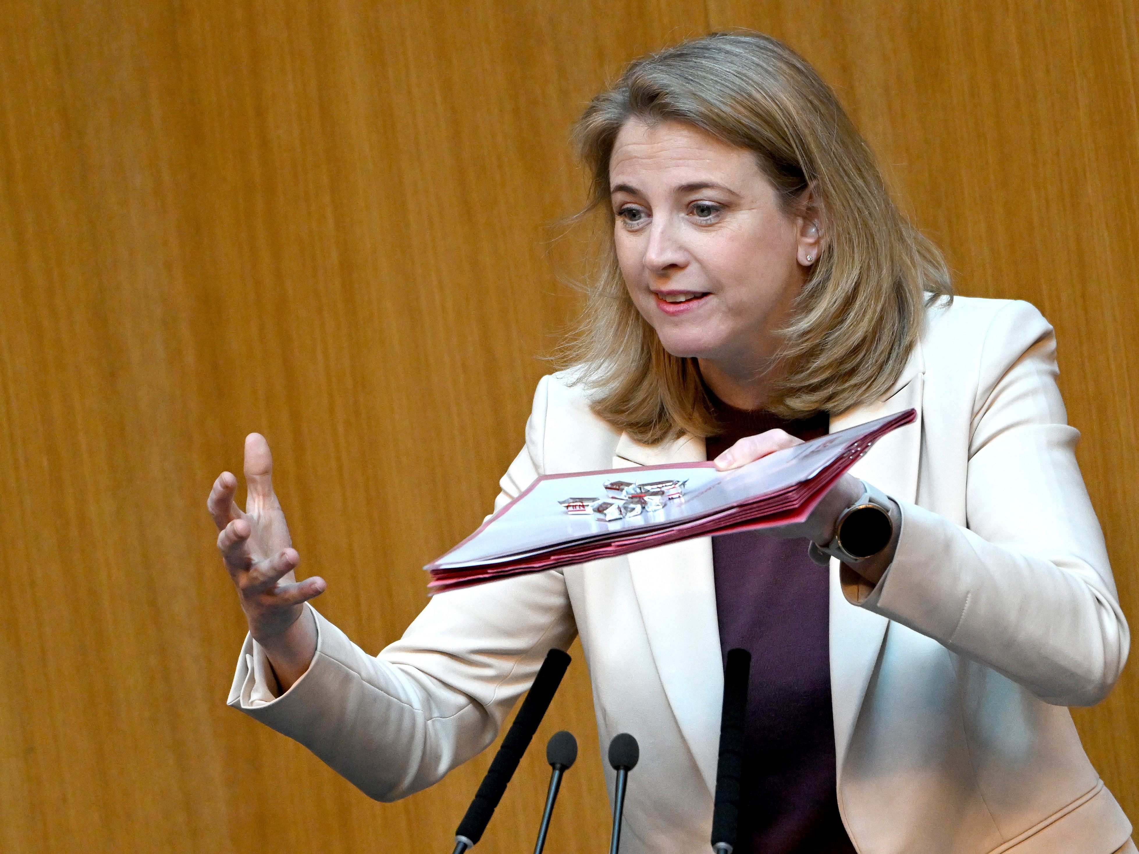NEOS-Chefin Meinl-Reisinger sieht den Wohlstand in Österreich gefährdet. NEOS-Chefin Meinl-Reisinger sieht den Wohlstand in Österreich gefährdet.