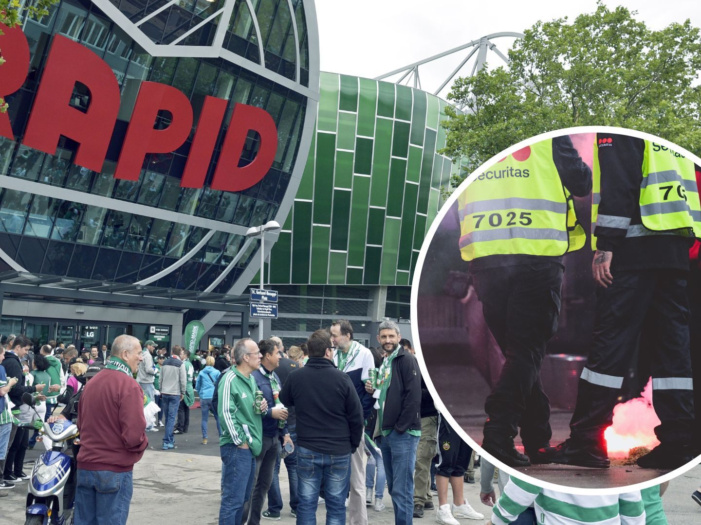 Beim Wiener Derby zündeten bislang unbekannte Täter Pyrotechnik. Beim Wiener Derby zündeten bislang unbekannte Täter Pyrotechnik.