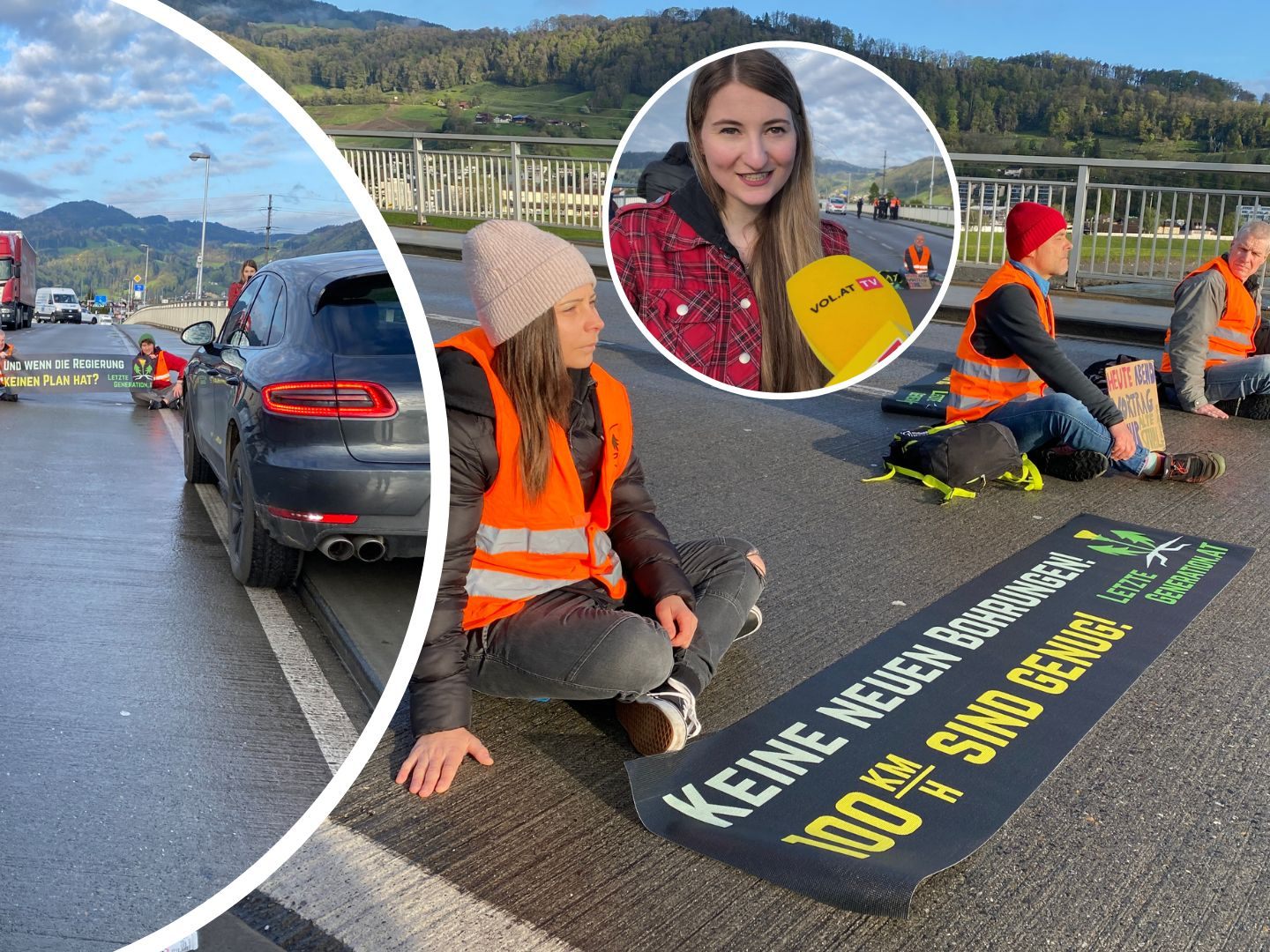 Aktivisten legten am Mittwoch den Verkehr bei der Grenzbrücke Au/Lustenau lahm. Aktivisten legten am Mittwoch den Verkehr bei der Grenzbrücke Au/Lustenau lahm.
