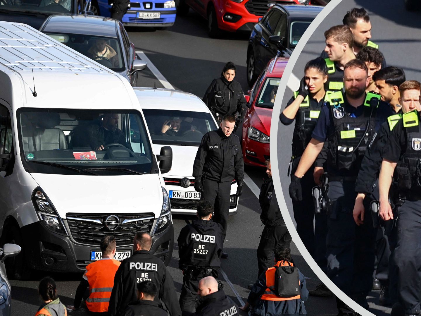 Klima-Kleber blockierten Rettungswagen in Berlin. Klima-Kleber blockierten Rettungswagen in Berlin.