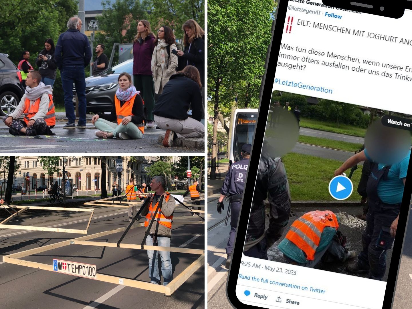 Die "Letzte Generation" war in Innsbruck und Wien aktiv - Und wurde dabei auch attackiert. Die "Letzte Generation" war in Innsbruck und Wien aktiv - Und wurde dabei auch attackiert.