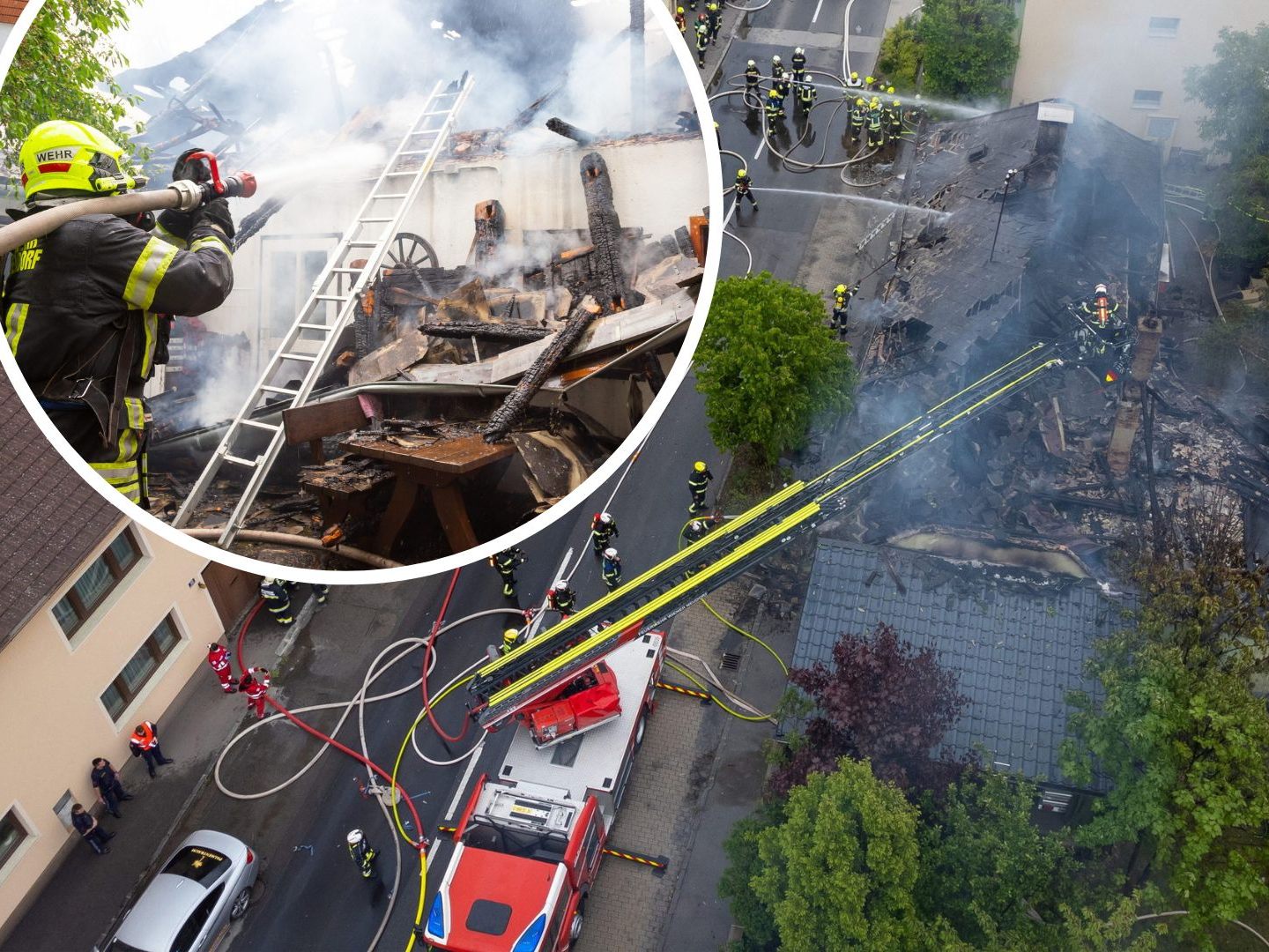 Mehr als 100 Helfer verhinderten eine Ausbreitung des Brandes. Mehr als 100 Helfer verhinderten eine Ausbreitung des Brandes.