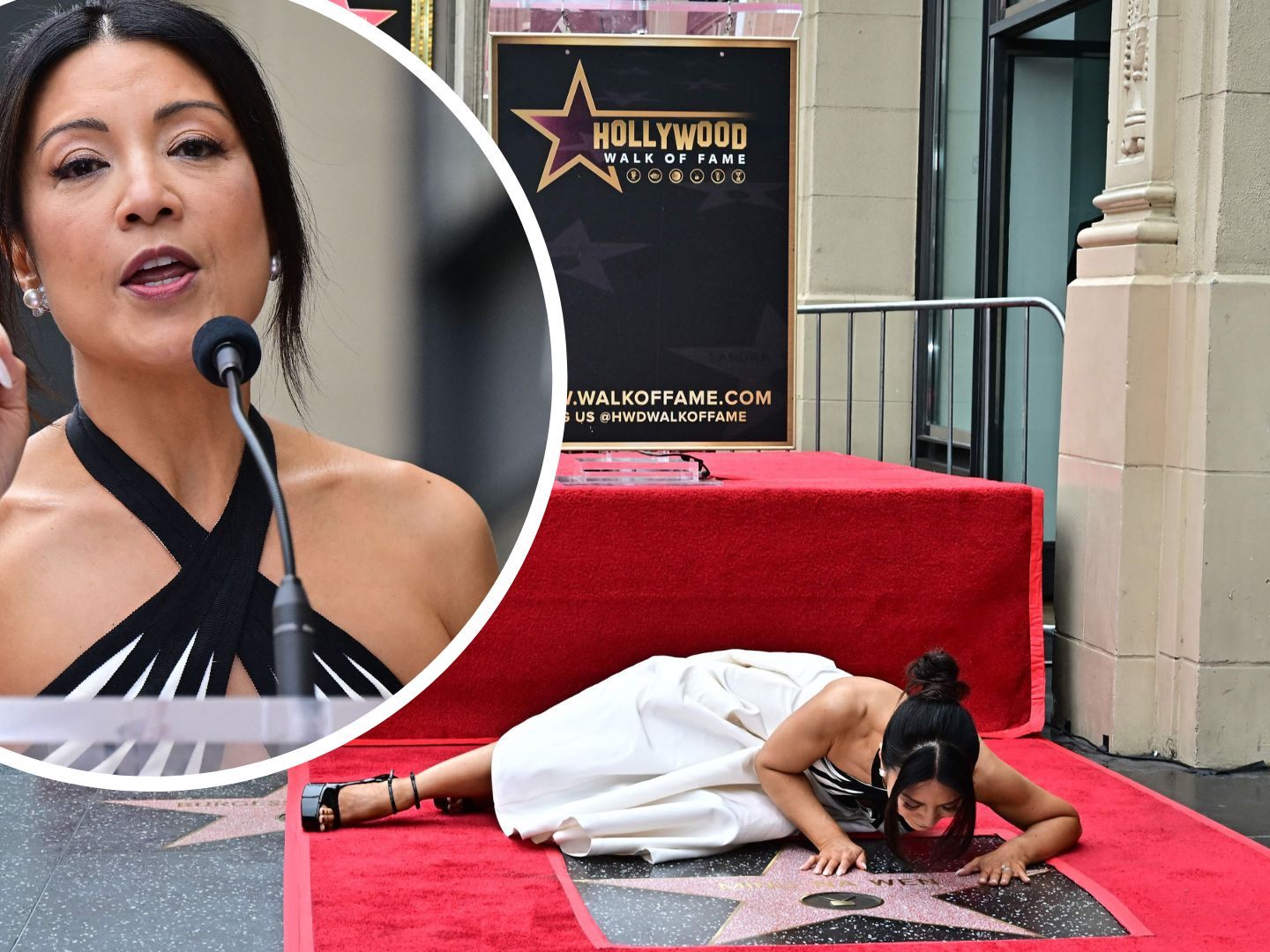 Ming-Na Wen küsste Hollywood-Stern. Ming-Na Wen küsste Hollywood-Stern.