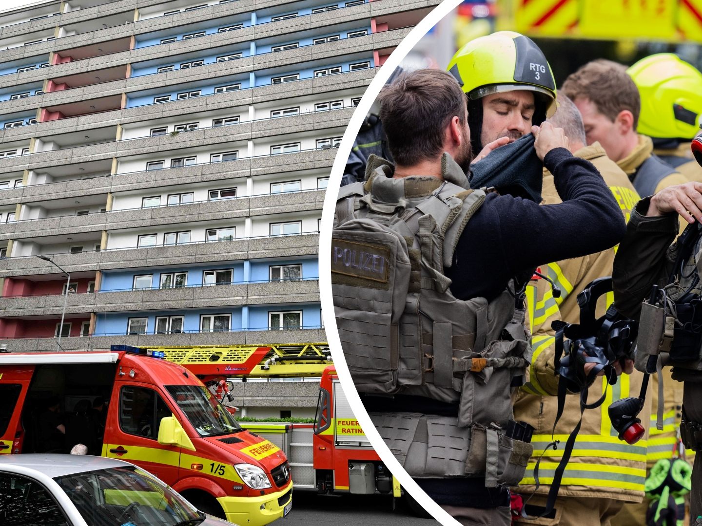 Mann festgenommen - Leiche entdeckt - Zehn Feuerwehrleute und zwei Polizeibeamte zum Teil sehr schwer verletzt.