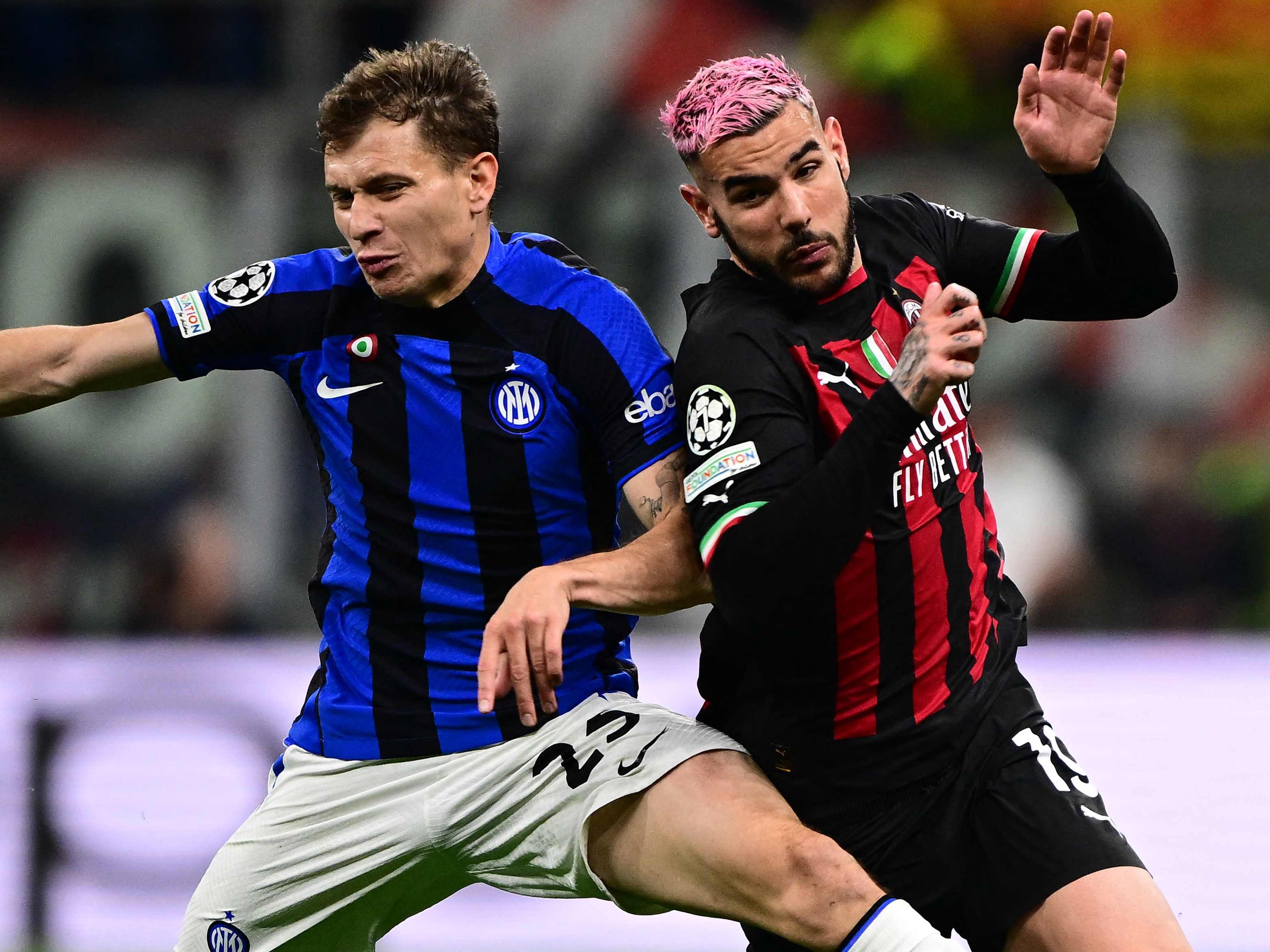 Inter gegen Milan in der Fußball Champions League. Inter gegen Milan in der Fußball Champions League.