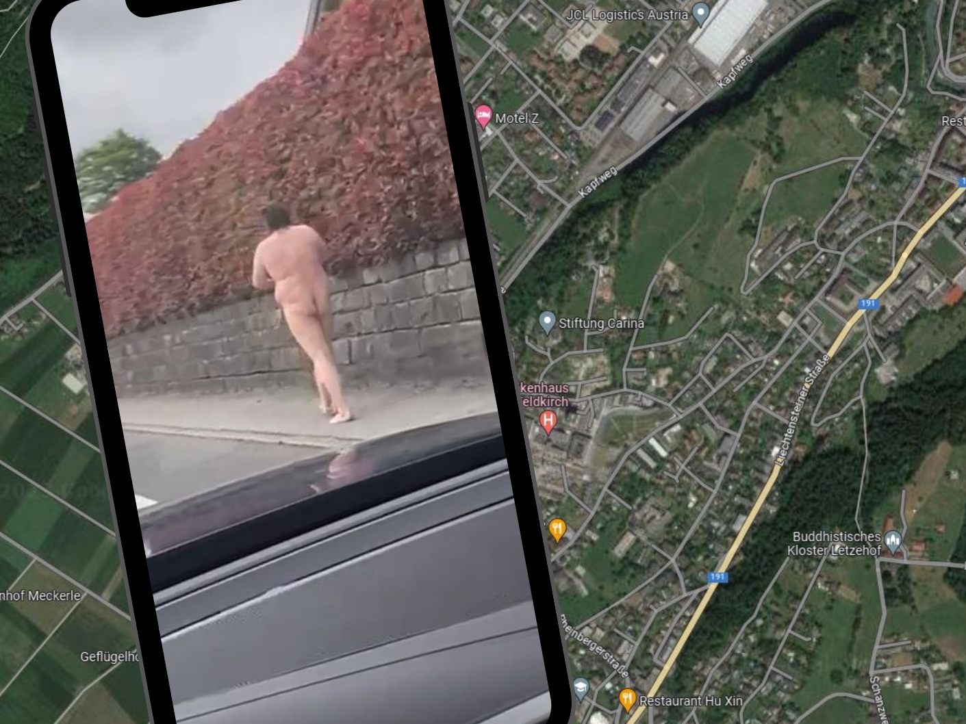 Der Mann wurde von einem vorbeifahrenden Auto aus aufgenommen, und das Bild VOL.AT zugespielt. Der Mann wurde von einem vorbeifahrenden Auto aus aufgenommen, und das Bild VOL.AT zugespielt.