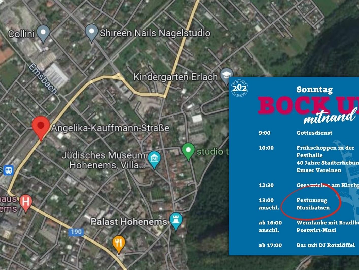 Wegen des Festumzuges ist die Angelika-Kaufmann-Straße am Sonntag gesperrt.