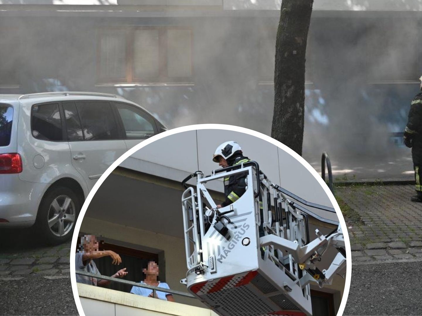 Die Feuerwehr rettete mehrere Personen aus dem Wohnhaus. Die Feuerwehr rettete mehrere Personen aus dem Wohnhaus.