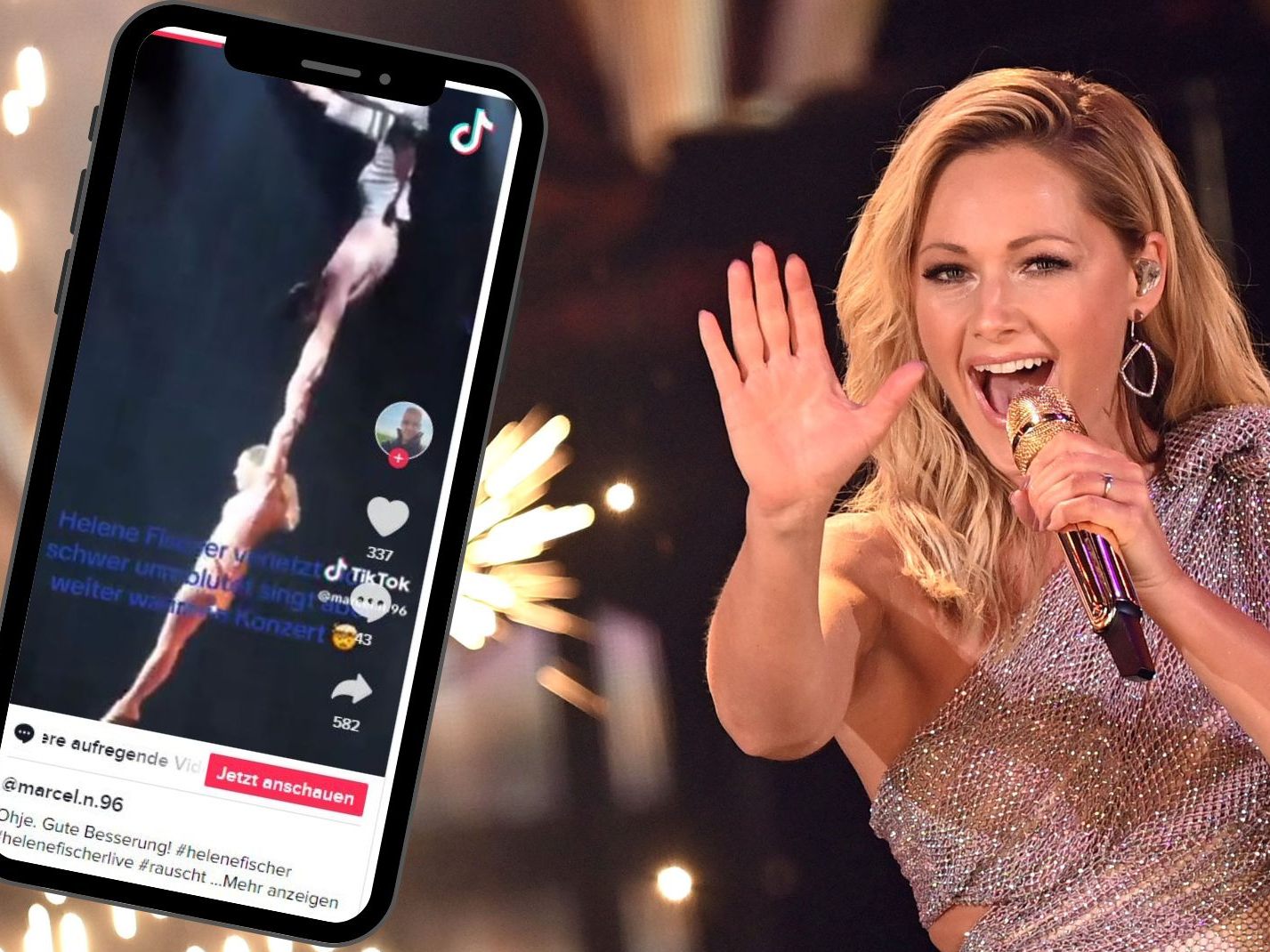 Helene Fischer wurde bei einem Unfall auf der Bühne verletzt.