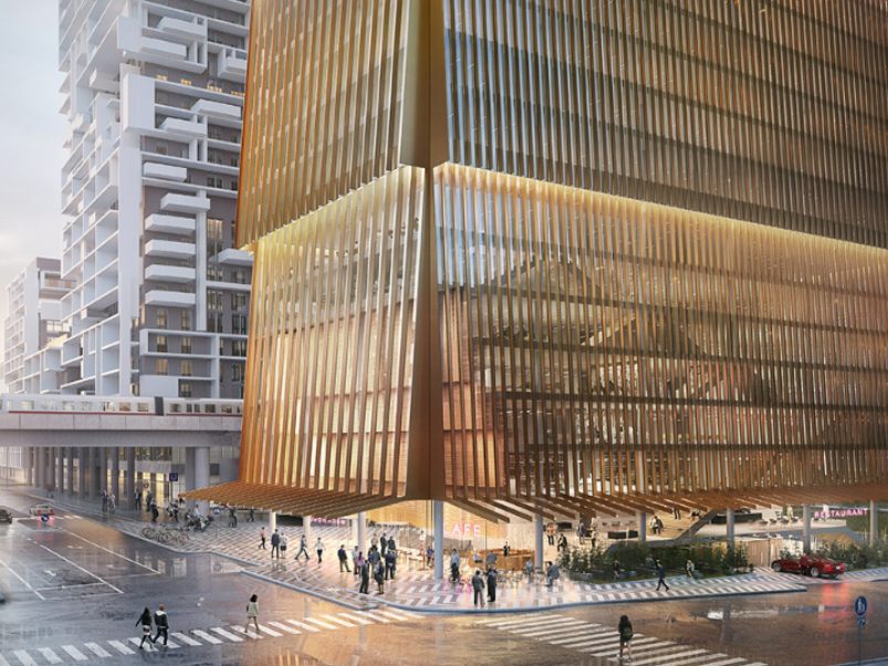 Eine Visualisierung des Projekts zum Donaumarina Tower in Wien.