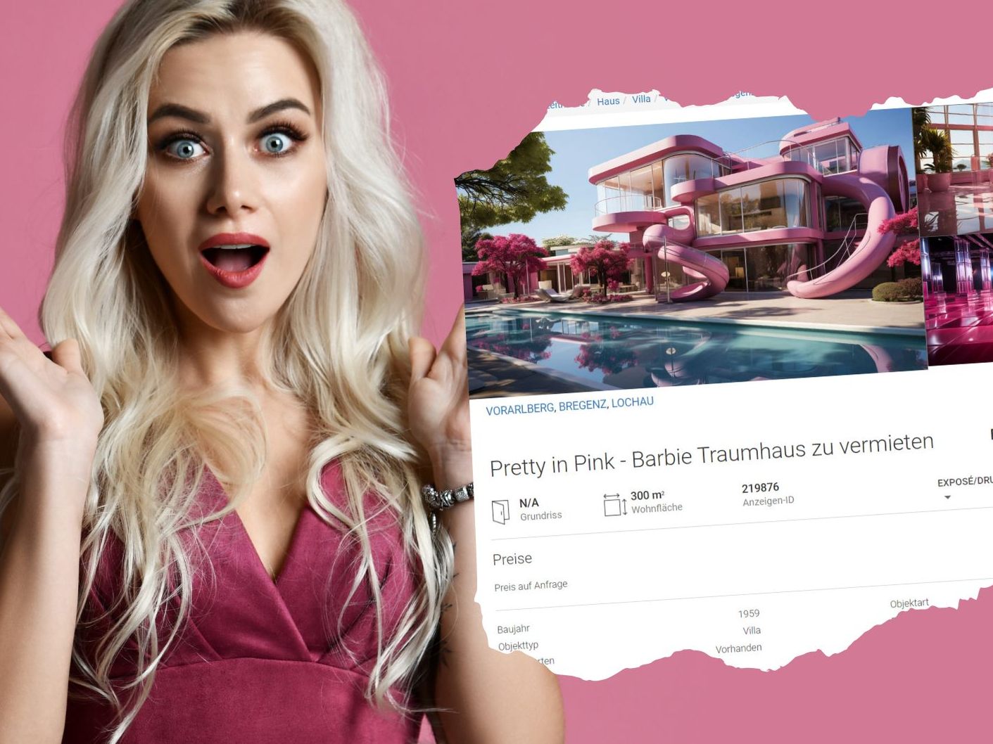 Auf "ländleimmo" gibt es laut Anzeige das Barbie-Traumhaus zur Miete.
