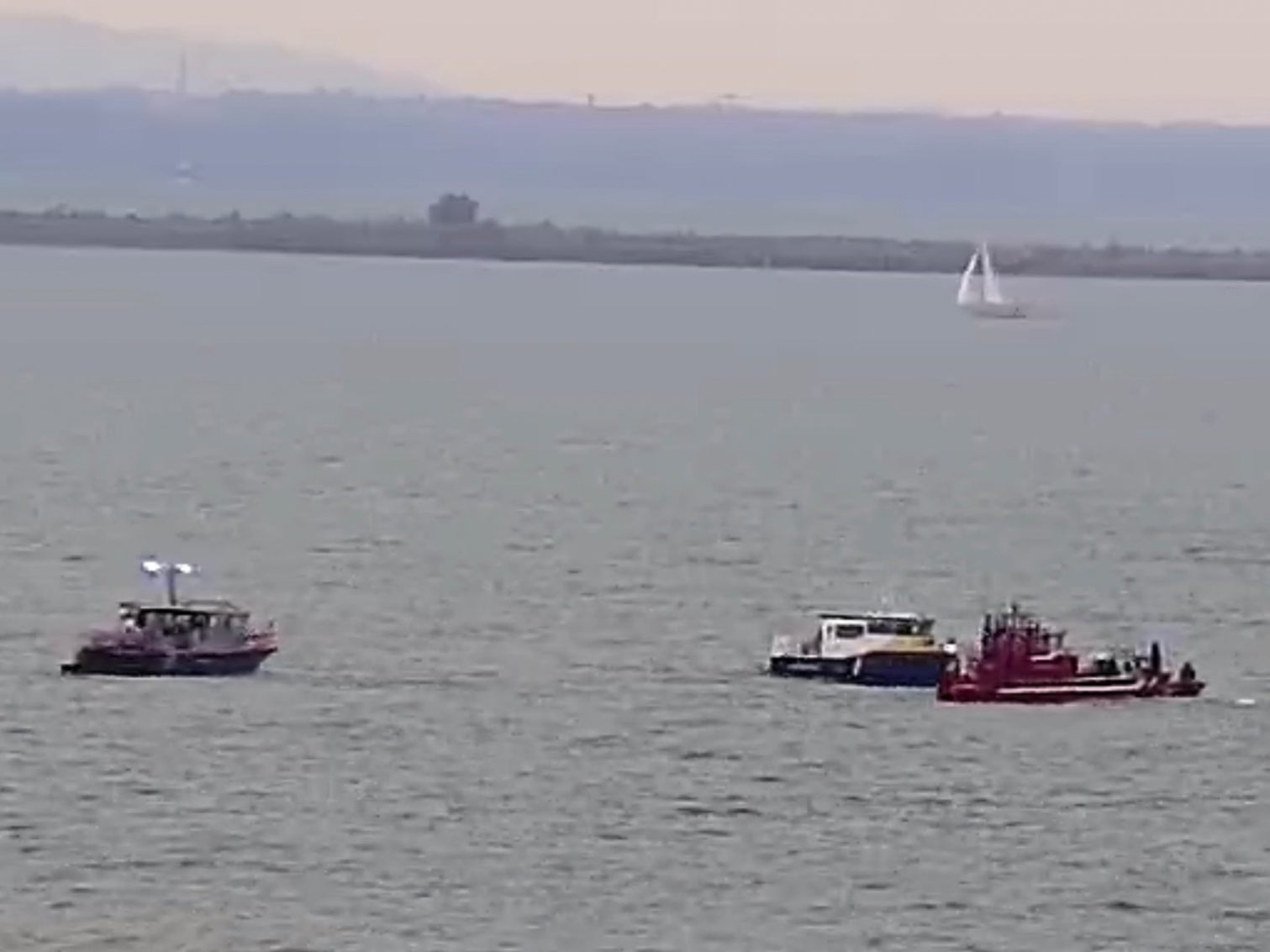 Der Einsatz der Rettungskräfte vom Ufer beobachtet.