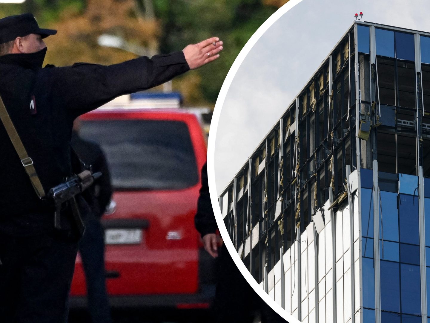 Zwei Gebäude wurden von den Drohnenangriffen getroffen und beschädigt. Zwei Gebäude wurden von den Drohnenangriffen getroffen und beschädigt.