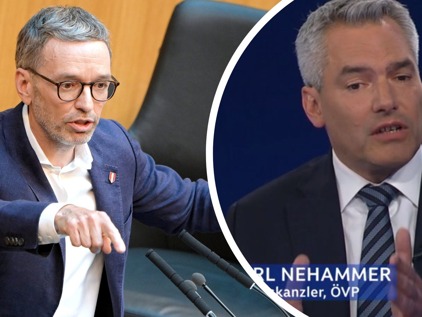 Kanzler Nehammer legte bei Kritik an FPÖ-Chef Kickl nach.