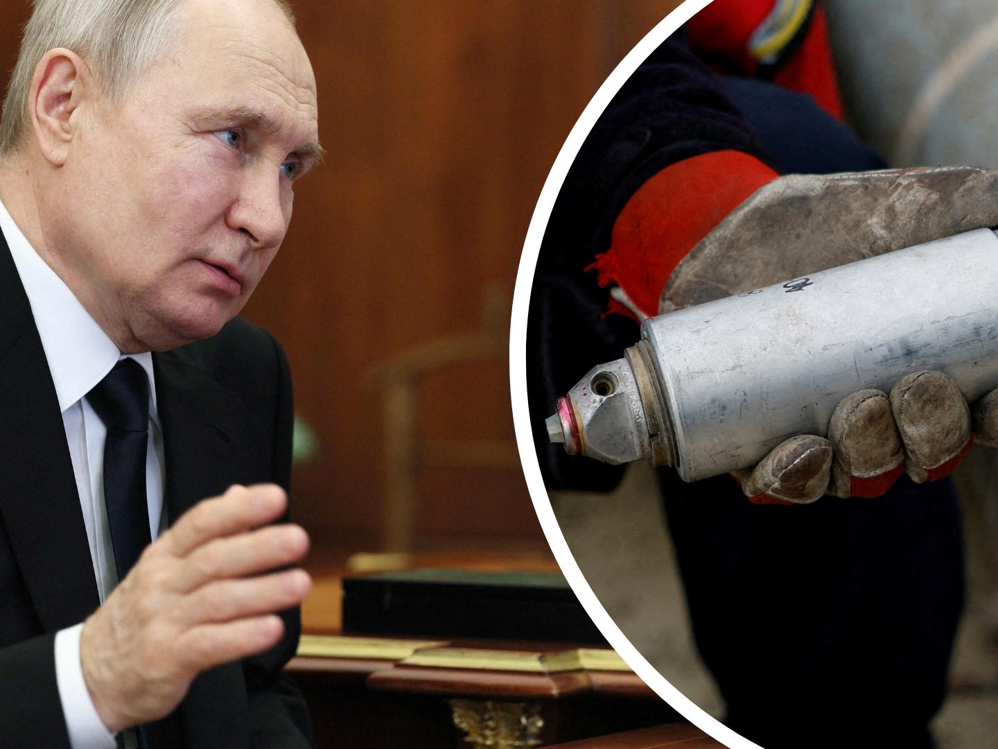 Putin sagt, bisher habe Russland keine Streubomben eingesetzt, werde das aber tun, falls die Ukraine solche Munition verwendet.