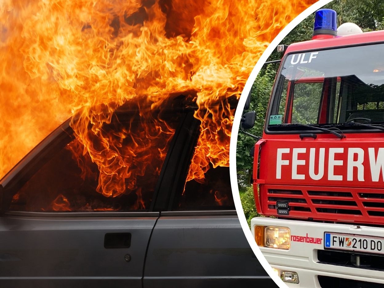 Fahrzeugbrand auf der A14.