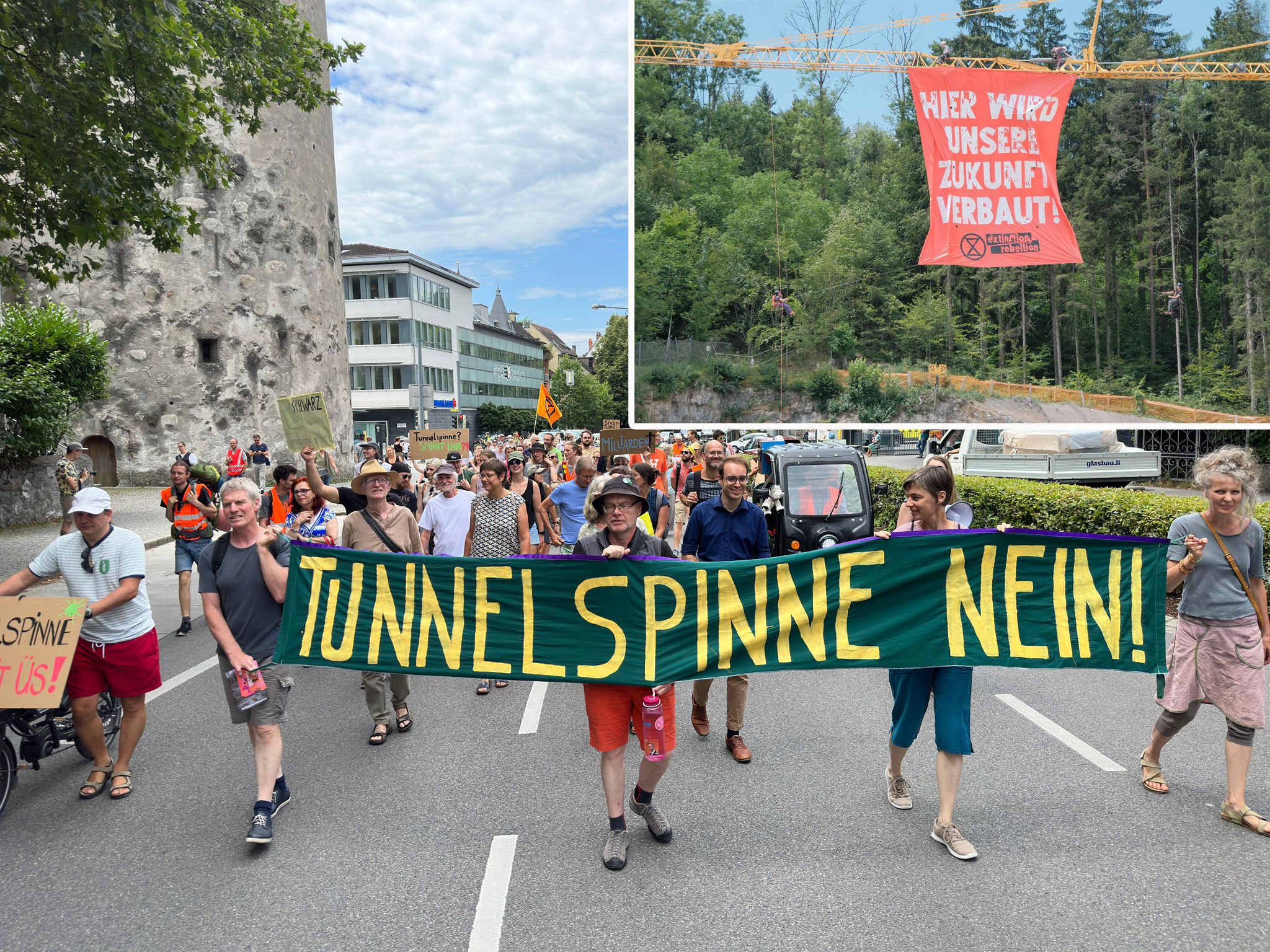 Aktivisten legten heute den Verkehr auf der Bärenkreuzung lahm und besetzten einen Baukran.