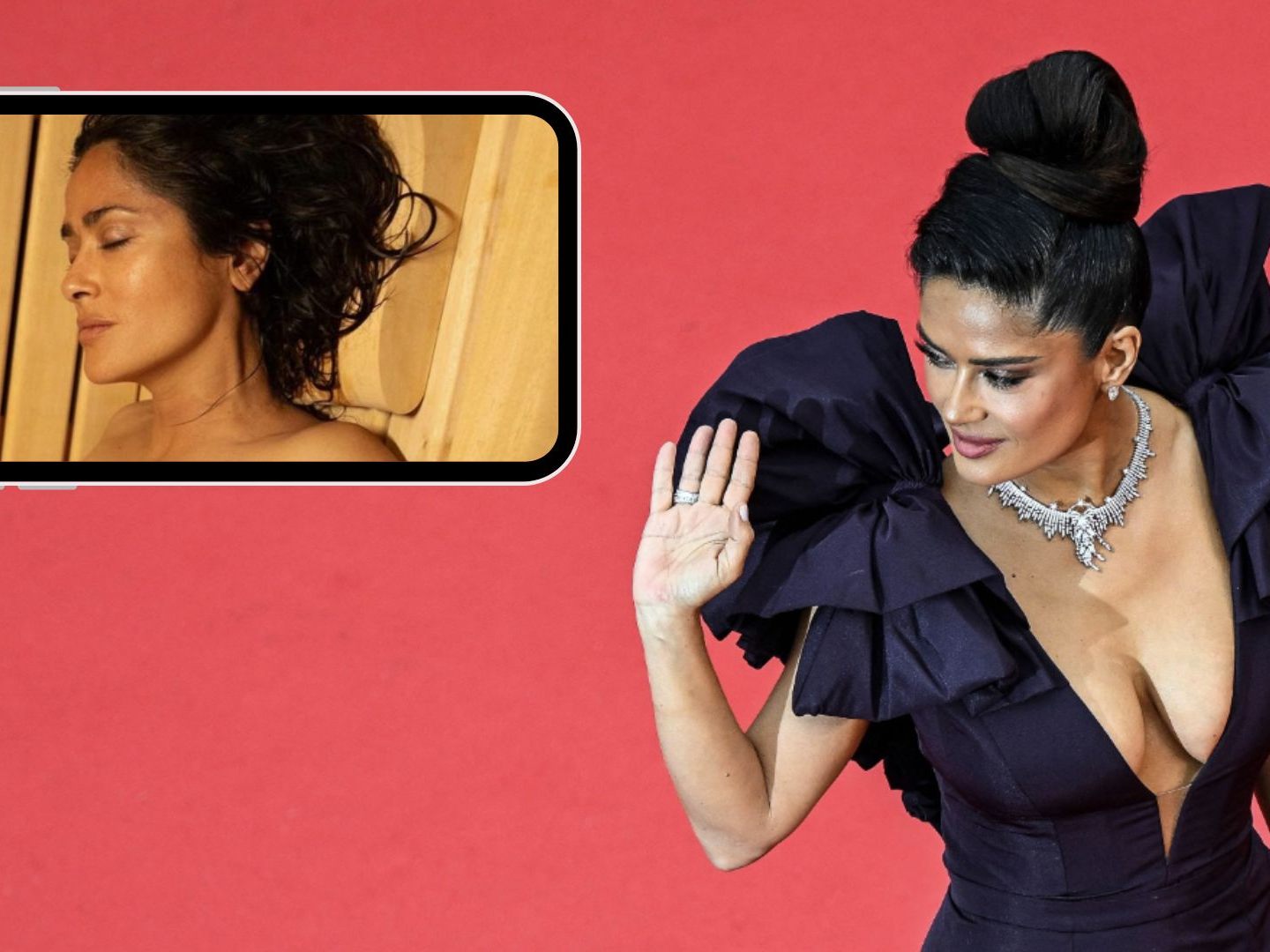 Salma Hayek hat es sich in der Sauna gemütlich gemacht. Salma Hayek hat es sich in der Sauna gemütlich gemacht.