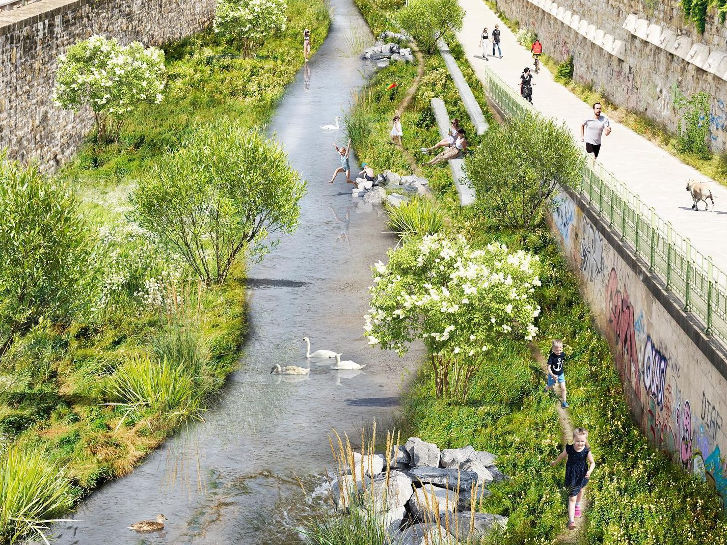 Die Wiener Grünen wollen den Wienfluss renaturieren. Die Wiener Grünen wollen den Wienfluss renaturieren.