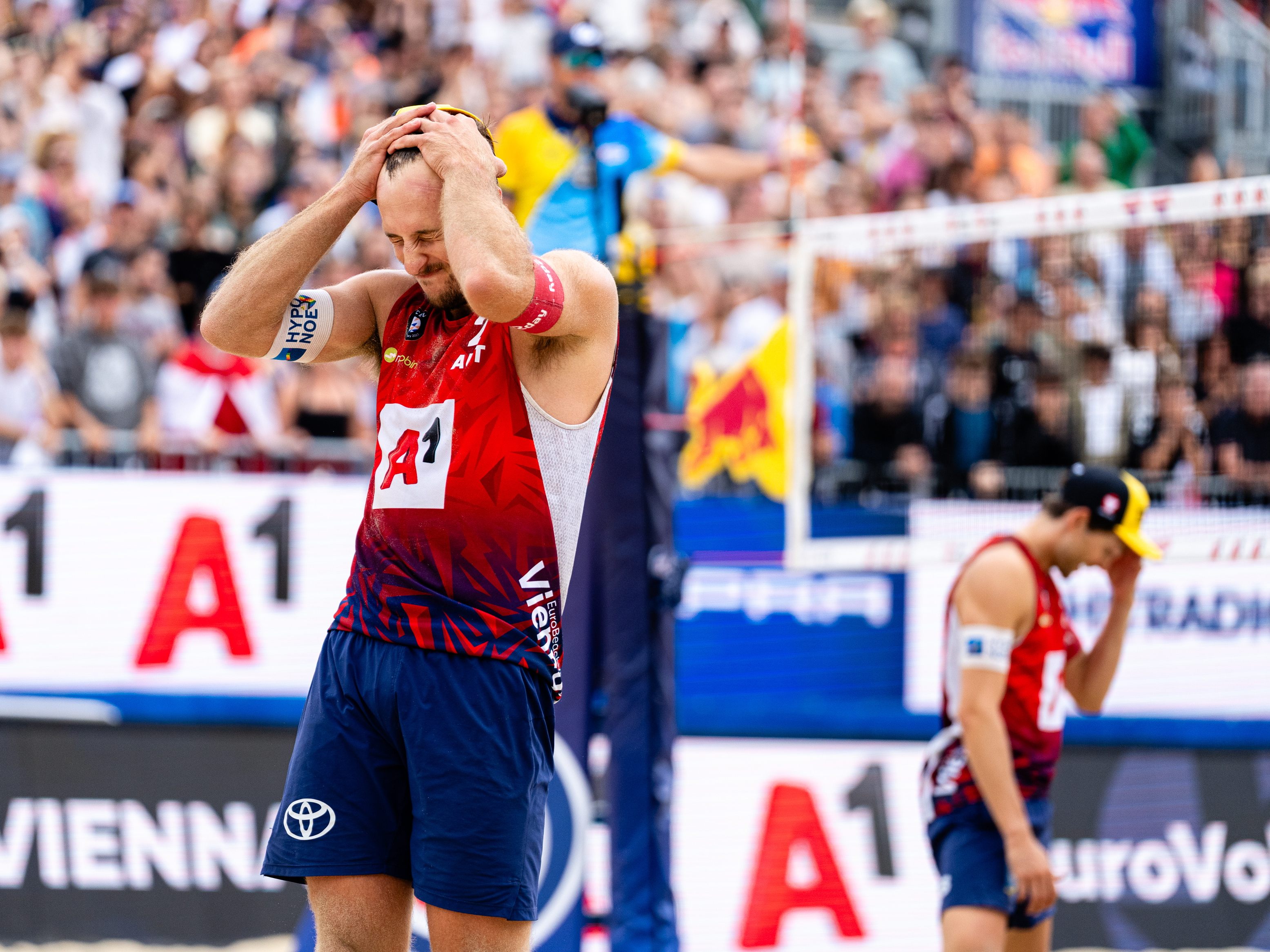 Seidl/Pristauz spielten in der Zwischenrunde der Beachvolleyball-EM in Wien gegen die Zwillinge Javier und Joaquin Bello.