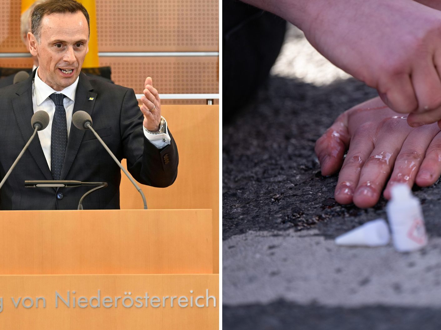 Die VPNÖ kritisiert "unverantwortliche" Haltung der Grünen zu strengeren Strafen für Klimakleber. Die VPNÖ kritisiert "unverantwortliche" Haltung der Grünen zu strengeren Strafen für Klimakleber.