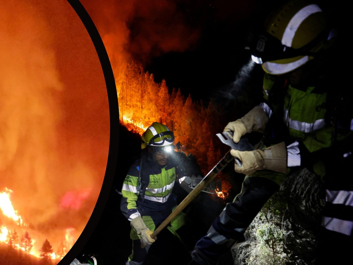 Die Einsatzkräfte kämpfen gegen die Flammen an. Die Einsatzkräfte kämpfen gegen die Flammen an.
