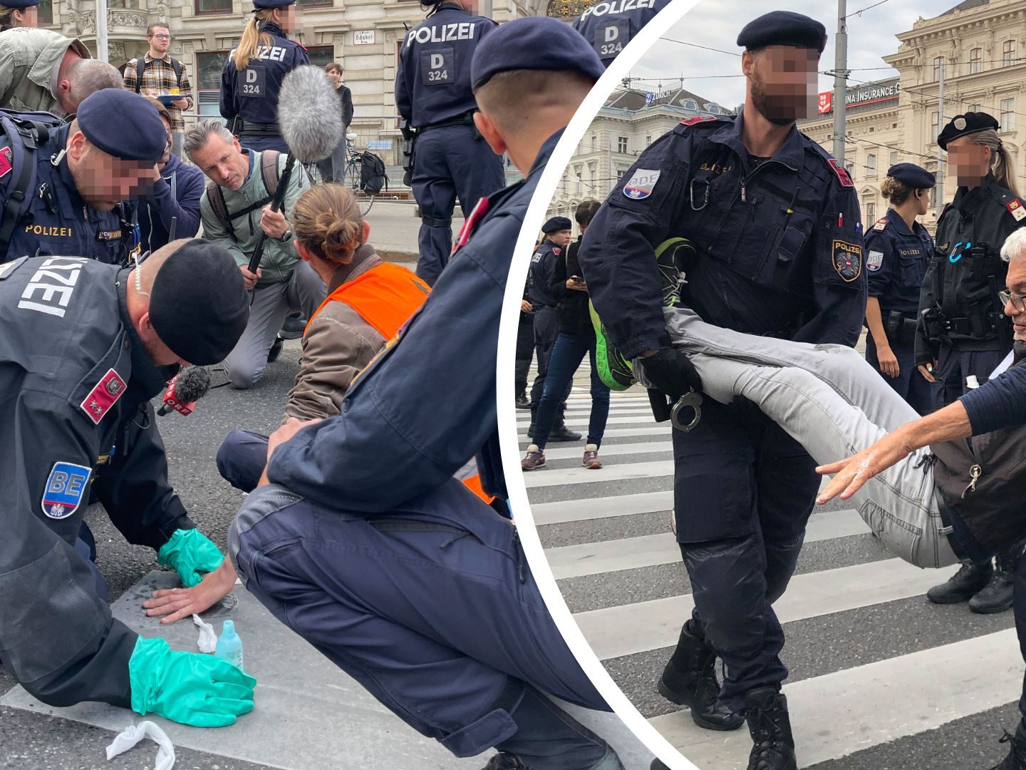 Mehrere Klimaaktivsten blockierten zu Schulbeginn auch in Wien Straßen.