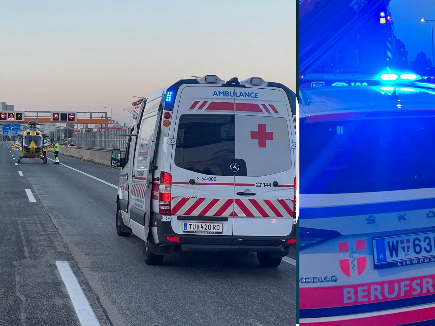 Ein Unfall-Lenker konnte auf der Südautobahn vor Wien erfolgreich reanimiert werden. Ein Unfall-Lenker konnte auf der Südautobahn vor Wien erfolgreich reanimiert werden.