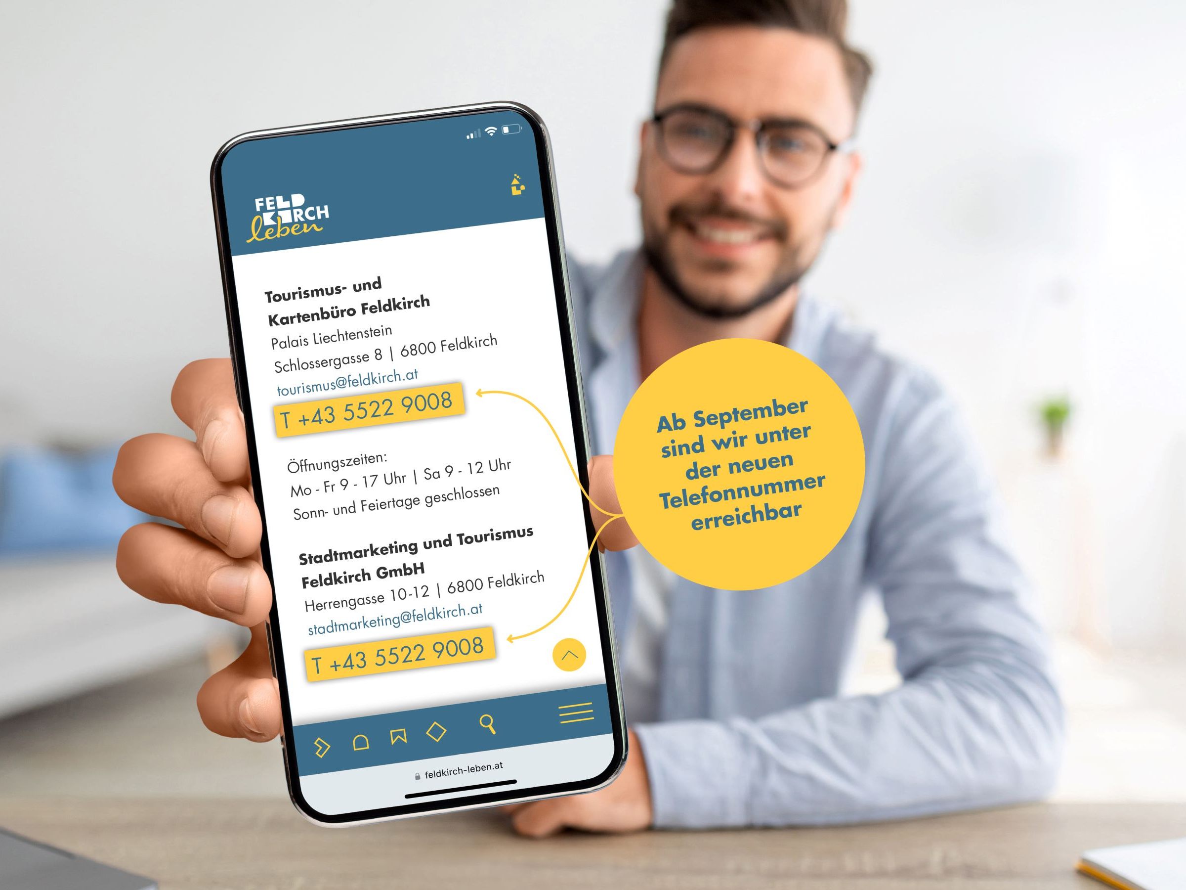 Neue Telefonnummer 05522 9008 für das Stadtmarketing Feldkirch Neue Telefonnummer 05522 9008 für das Stadtmarketing Feldkirch