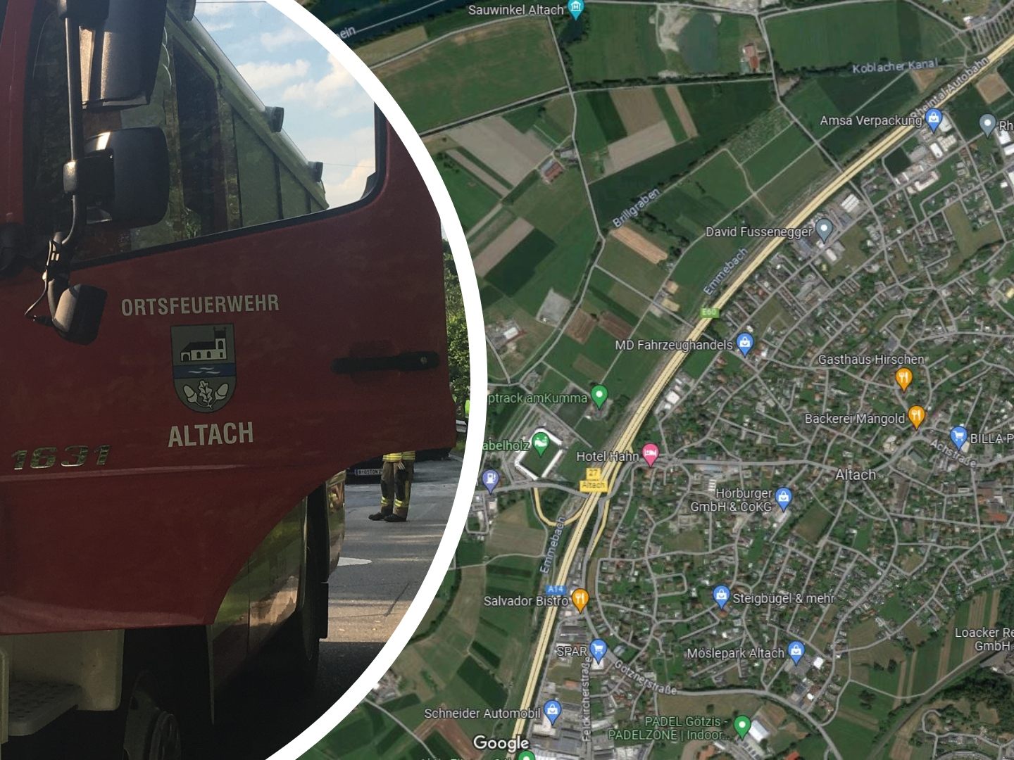 Die Feuerwehr Altach war mit vier Fahrzeugen und 30 Einsatzkräften vor Ort. (Symbolbild)