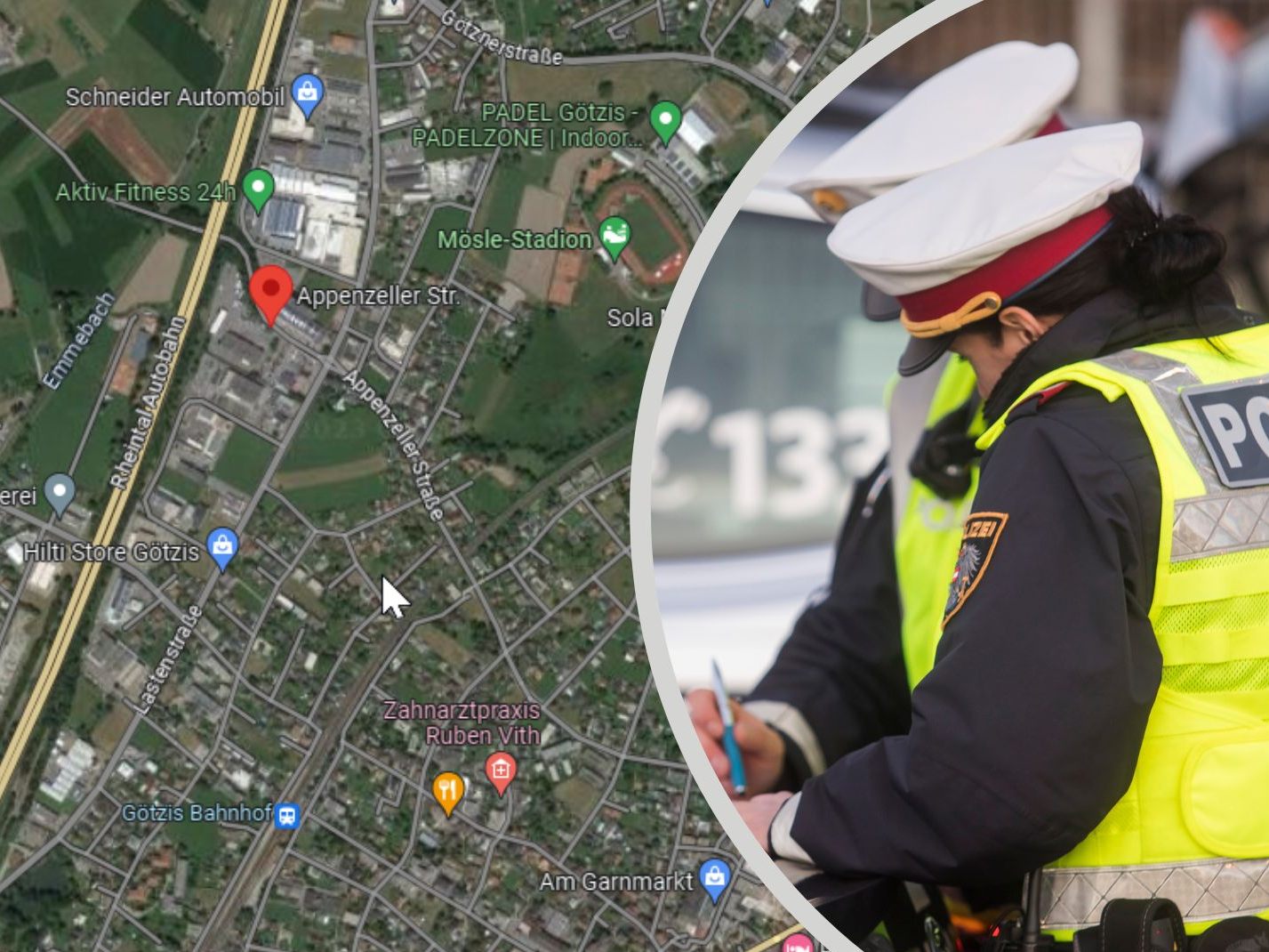 Schwerer Verkehrsunfall in Götzis am Mittwochmorgen.