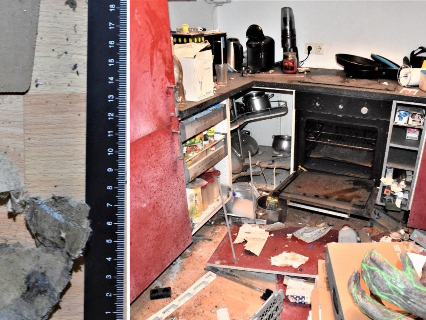 Als hätte eine Bombe eingeschlagen: Die Küche in der Wohnung in Wien-Leopoldstadt war nach der Böller-Explosion komplett zerstört.