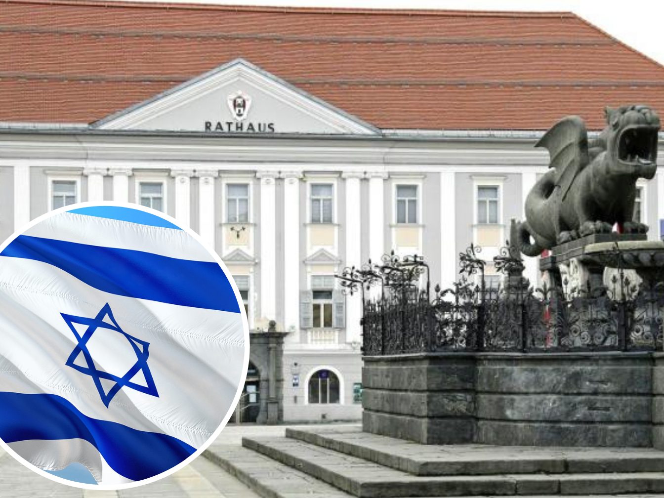 Eine Israel-Fahne vor dem Klagenfurter Rathaus wurde beschädigt.