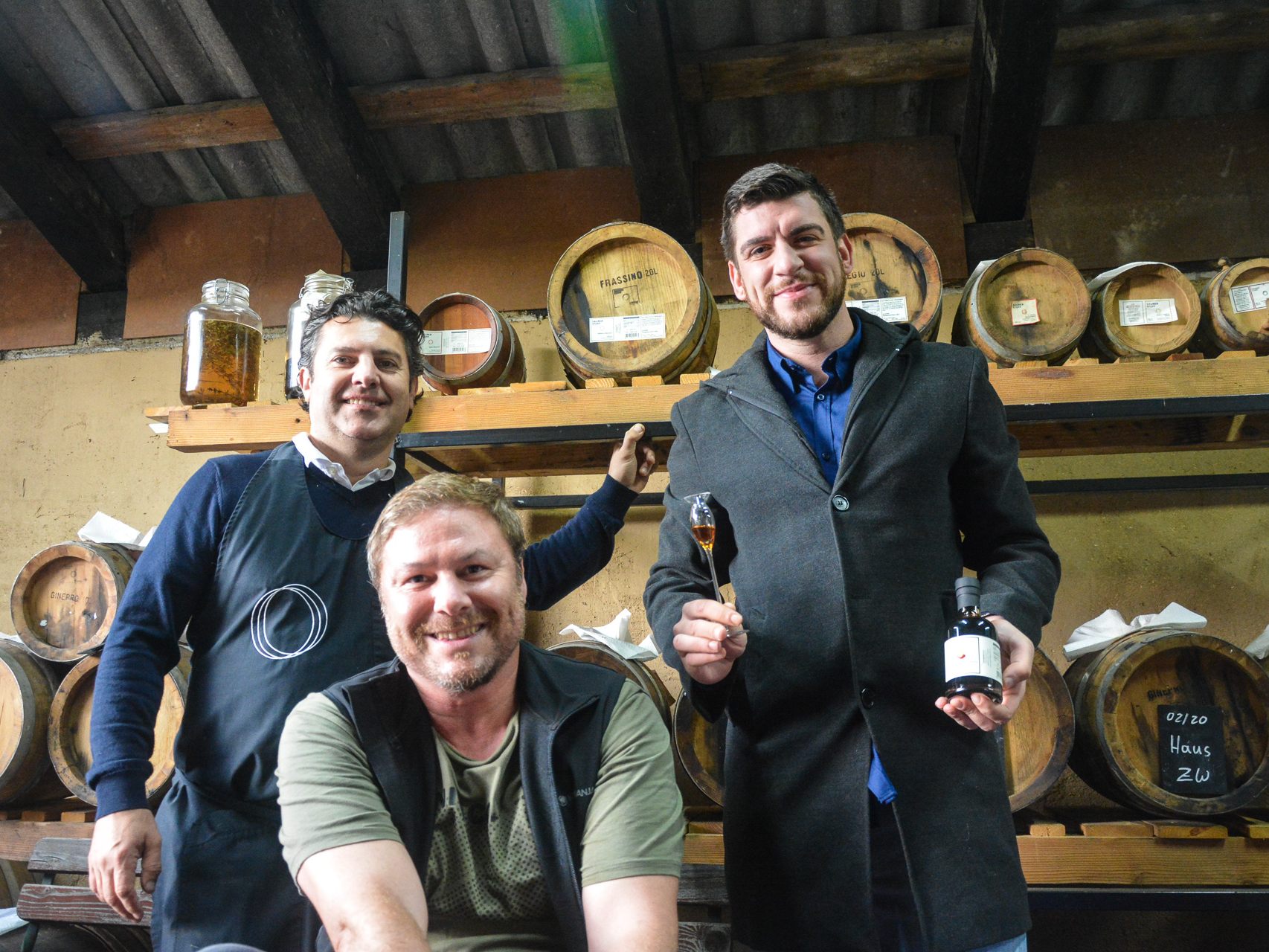 Nico Vulai, Christof Drießner und Kevin Manahl stellen heimischen Aceto Balsamico Essig in Dornbirn her. Nico Vulai, Christof Drießner und Kevin Manahl stellen heimischen Aceto Balsamico Essig in Dornbirn her.