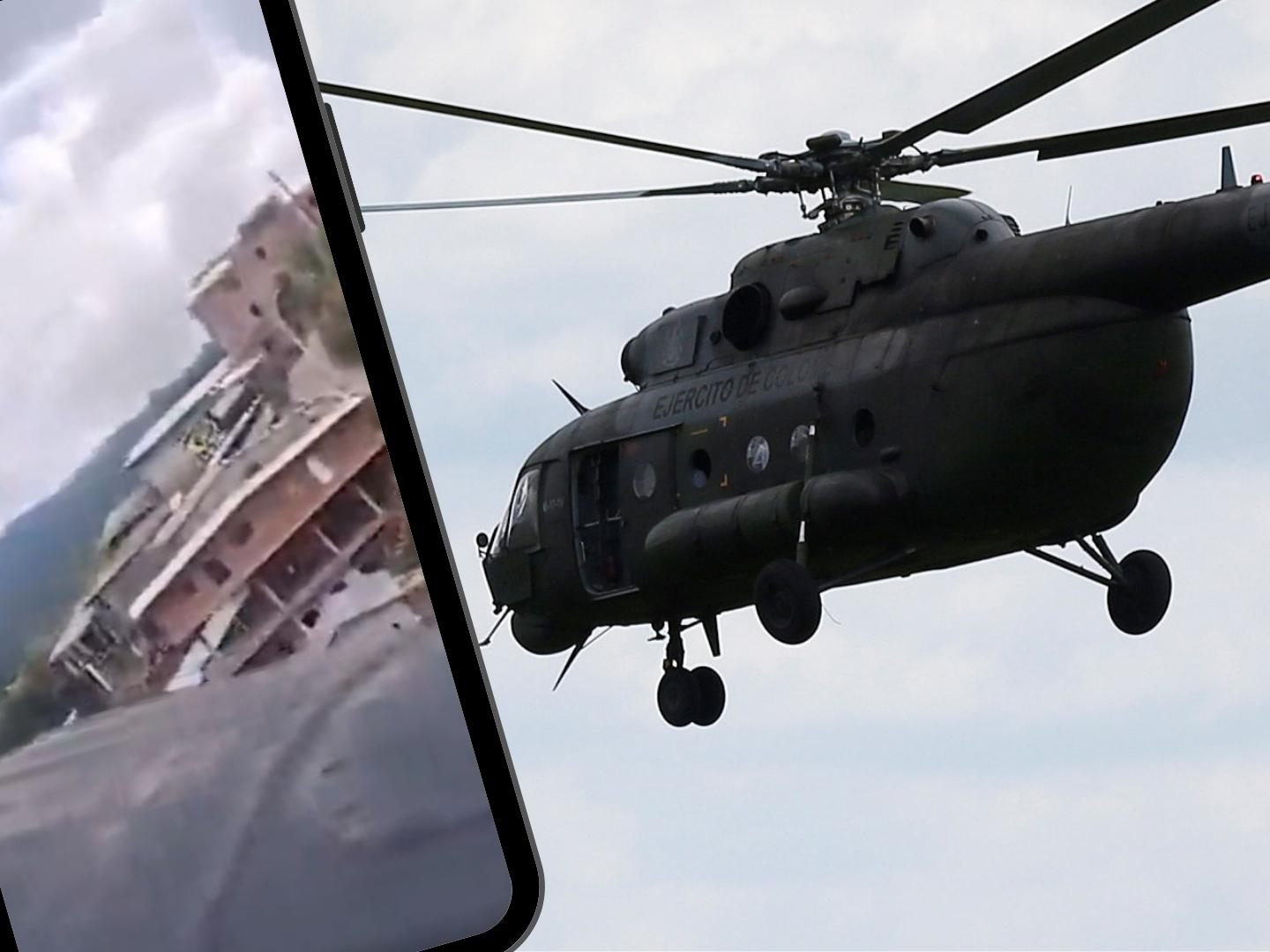 Onboard-Aufnahmen von einem Hubschrauberabsturz in Kolumbien.