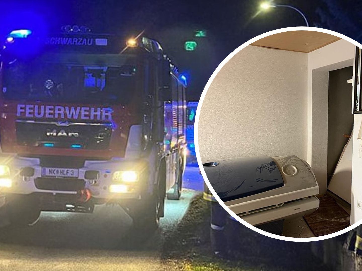 Feuerwehreinsatz nach Explosion eines Saunaofens.