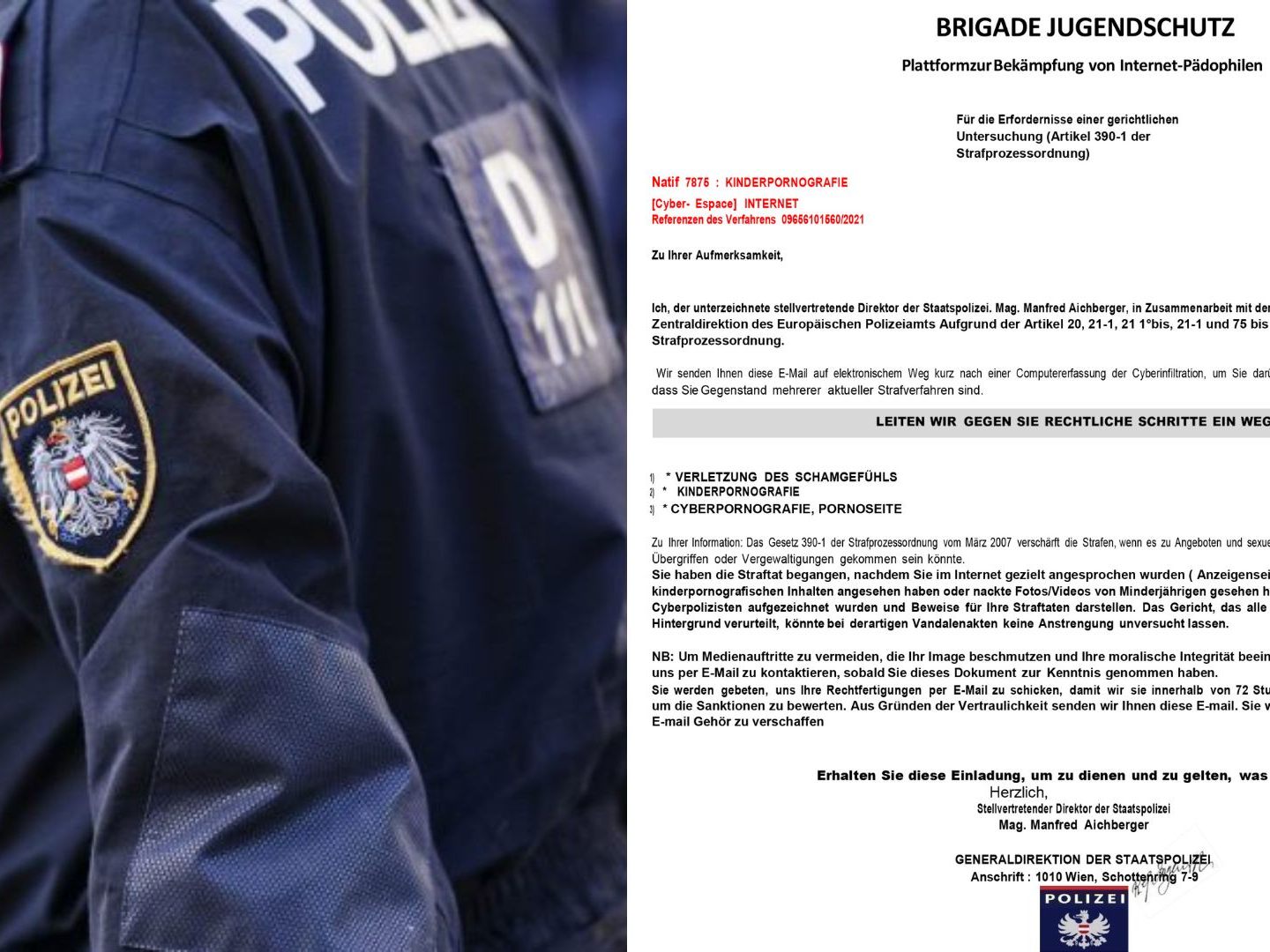 Die Polizei Niederösterreich warnt vor Fake-Mails. Die Polizei Niederösterreich warnt vor Fake-Mails.