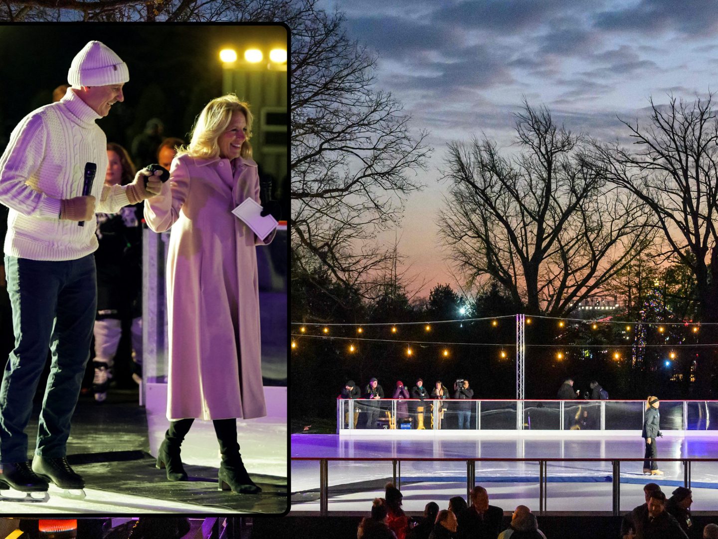 Jill Biden hat den Eislaufplatz feierlich eröffnet. Jill Biden hat den Eislaufplatz feierlich eröffnet.