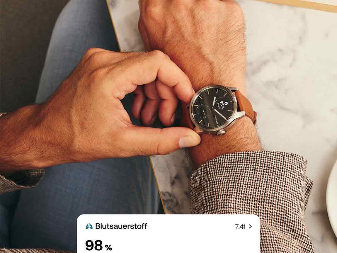 Erstelle mit der Withings Scanwatch 2 jederzeit und überall ein umfangreiches Gesundheitsbild. Erstelle mit der Withings Scanwatch 2 jederzeit und überall ein umfangreiches Gesundheitsbild.