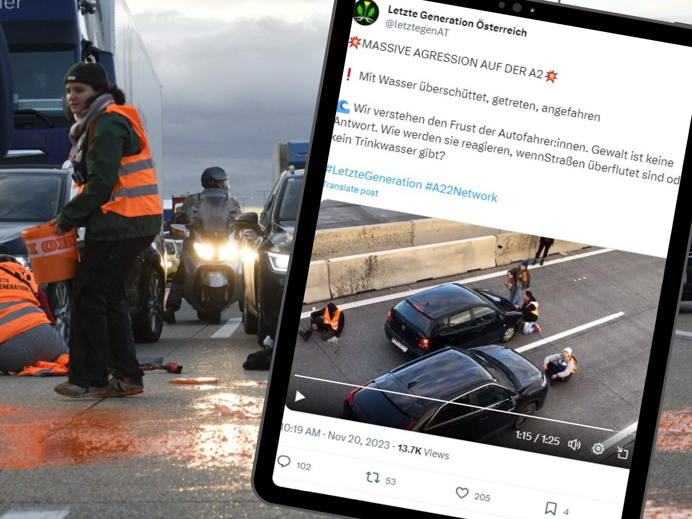 Einige Autolenker begegneten dem Protest und den Aktivisten mit Gewalt. Einige Autolenker begegneten dem Protest und den Aktivisten mit Gewalt.