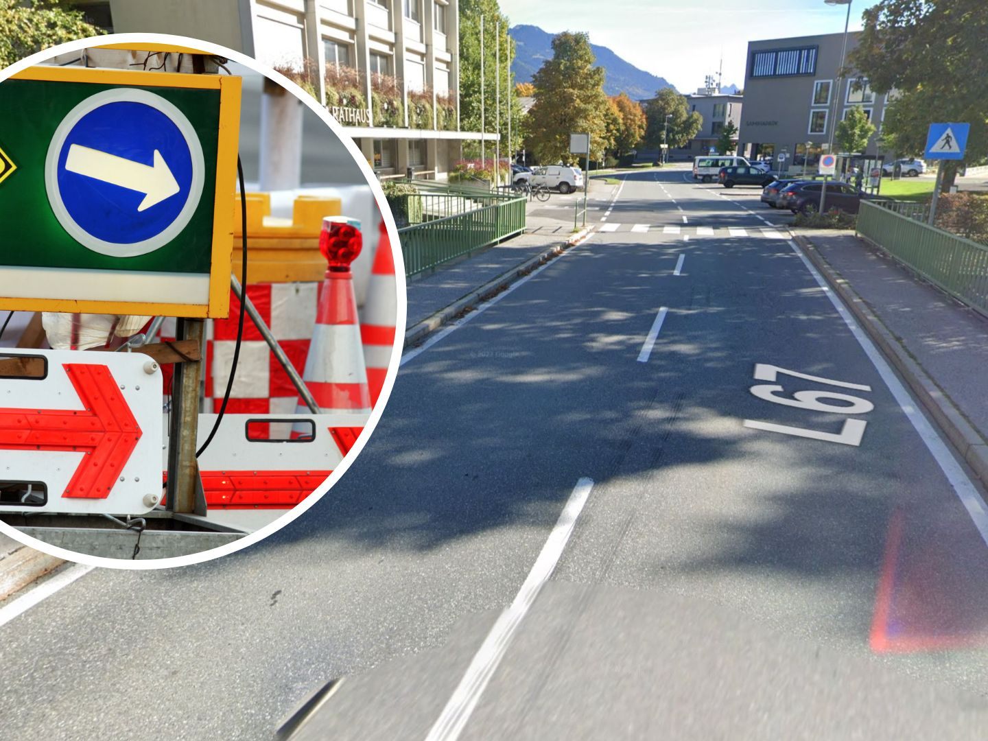 L67 in Frastanz von Montag, 06. November, bis voraussichtlich Ende Juni 2024 gesperrt L67 in Frastanz von Montag, 06. November, bis voraussichtlich Ende Juni 2024 gesperrt