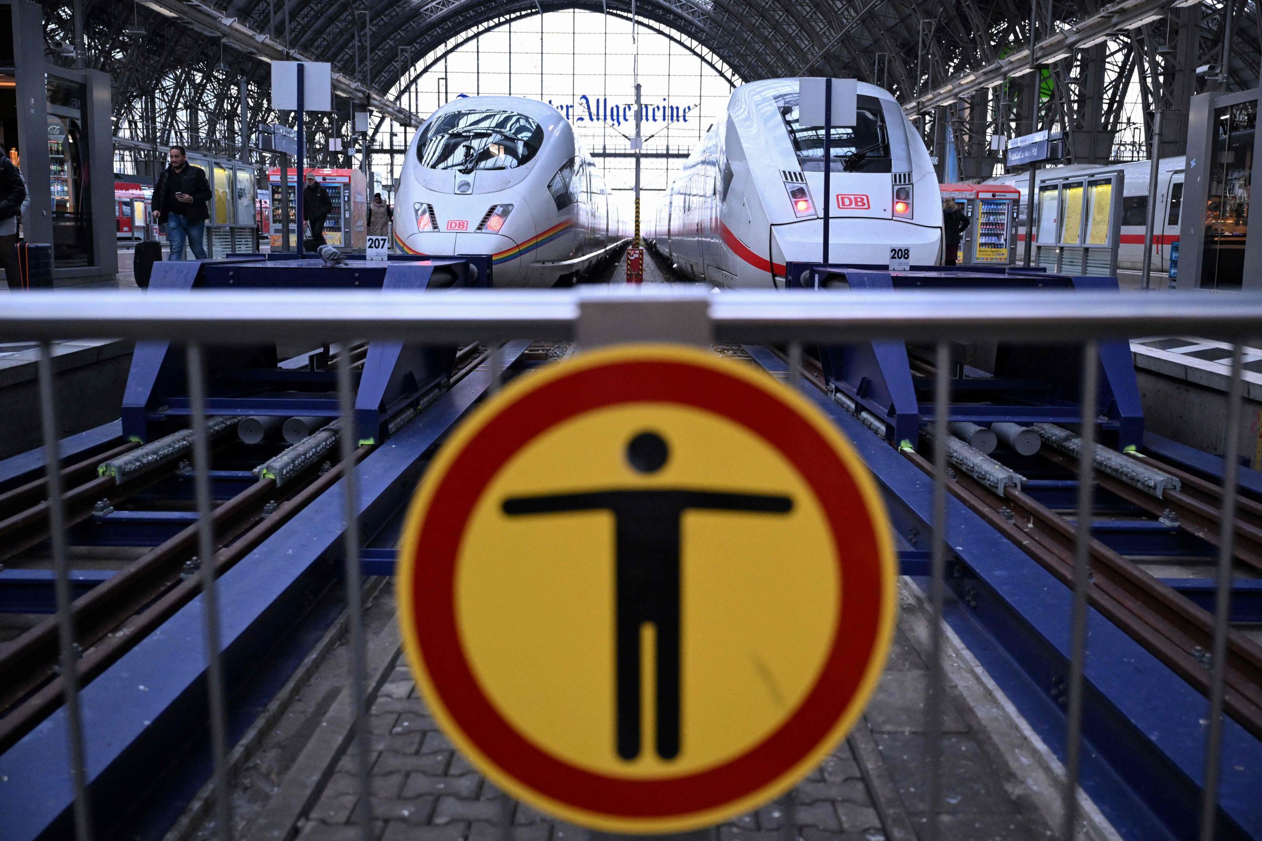 Zwei ICE am Frankfurter Bahnhof.
