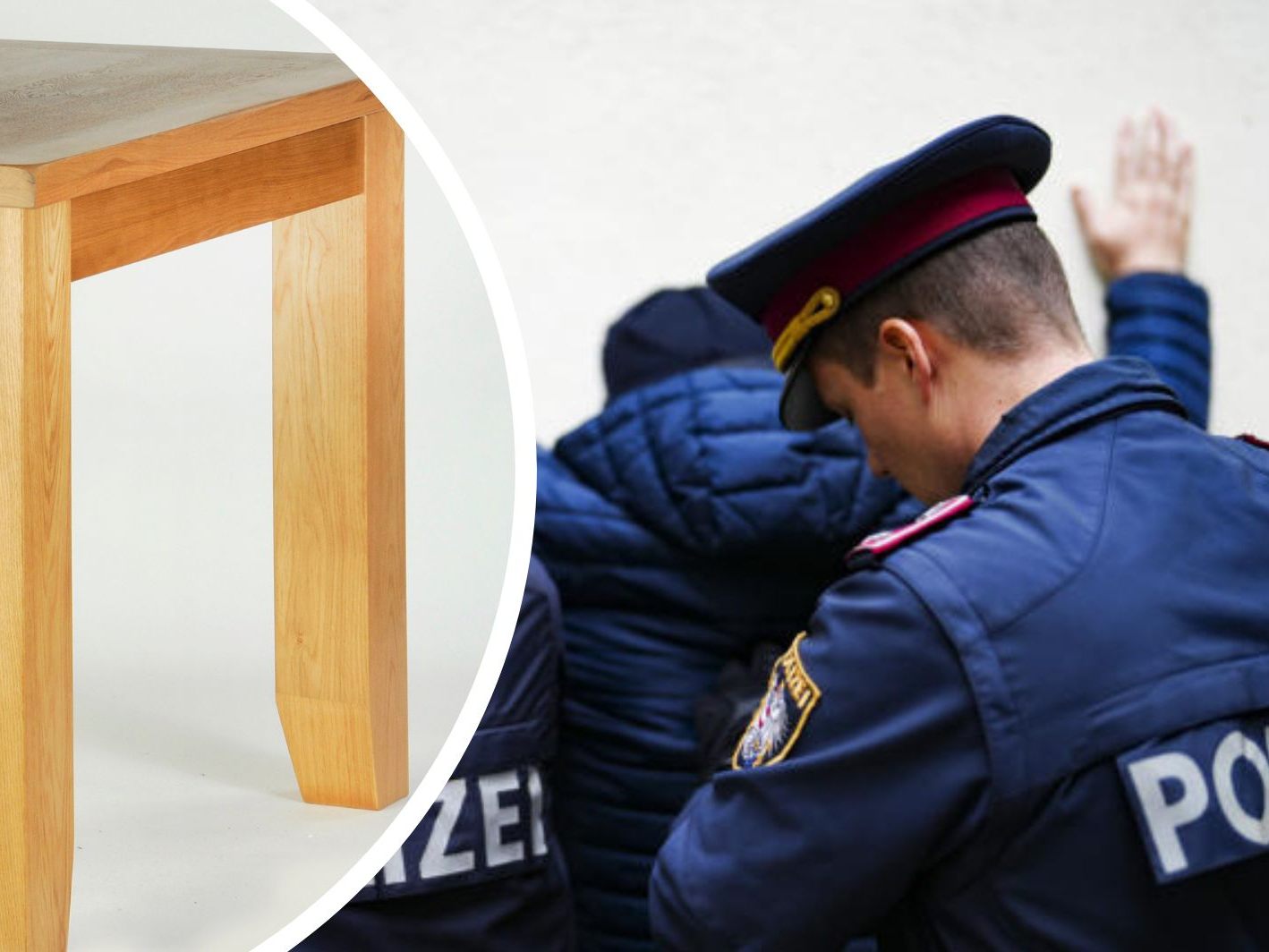 Ein 21-Jähriger warf einen Esstisch nach Wiener Polizisten. Ein 21-Jähriger warf einen Esstisch nach Wiener Polizisten.