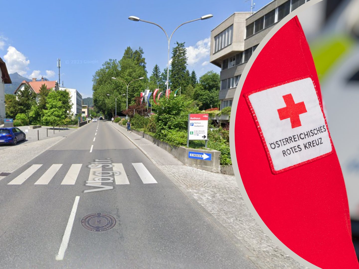 Unfall beim Schutzweg in der Nähe des Rathauses