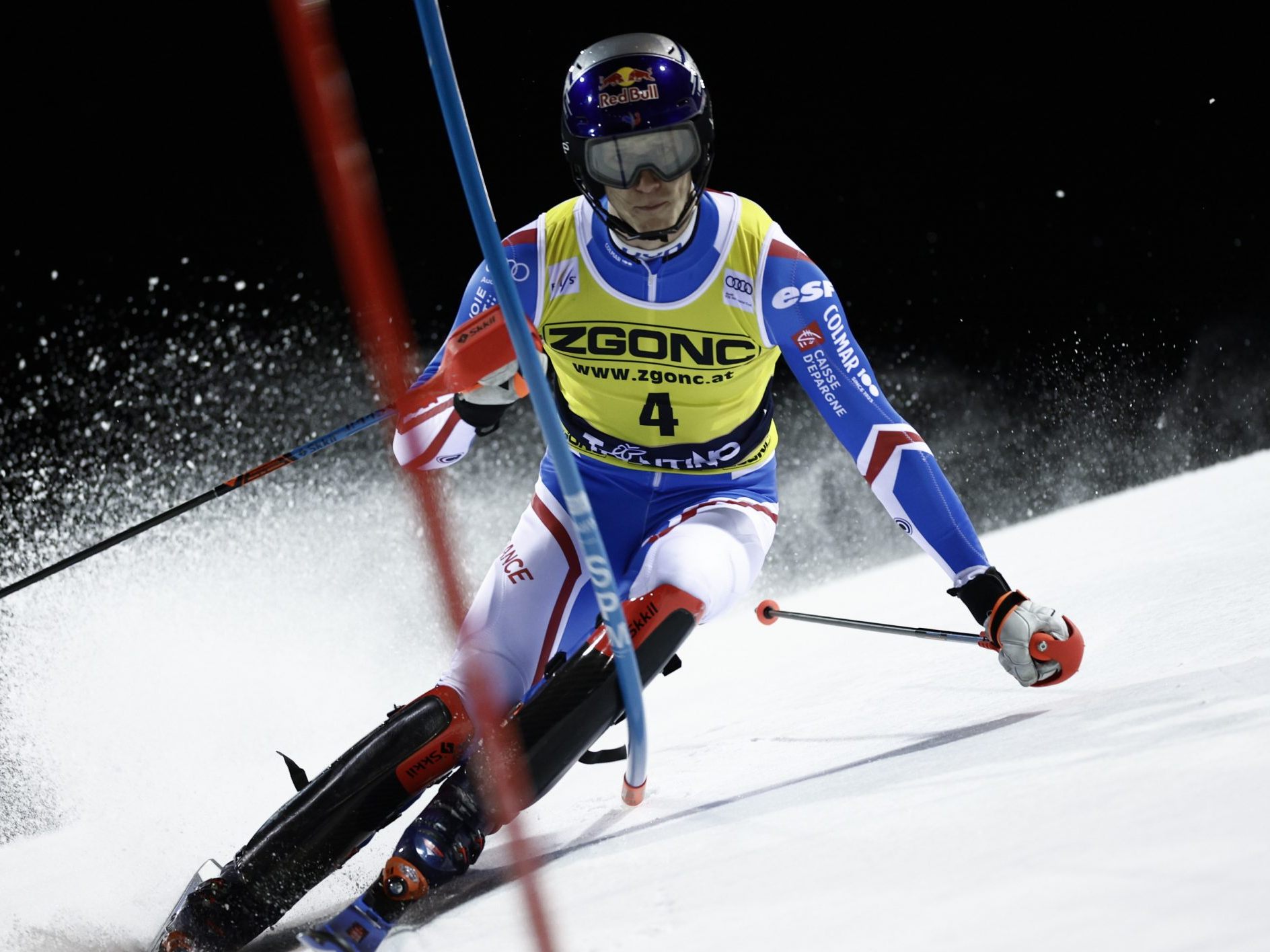 Clement Noel führt nach dem ersten Durchgang beim Slalom in Madonna di Campiglio.