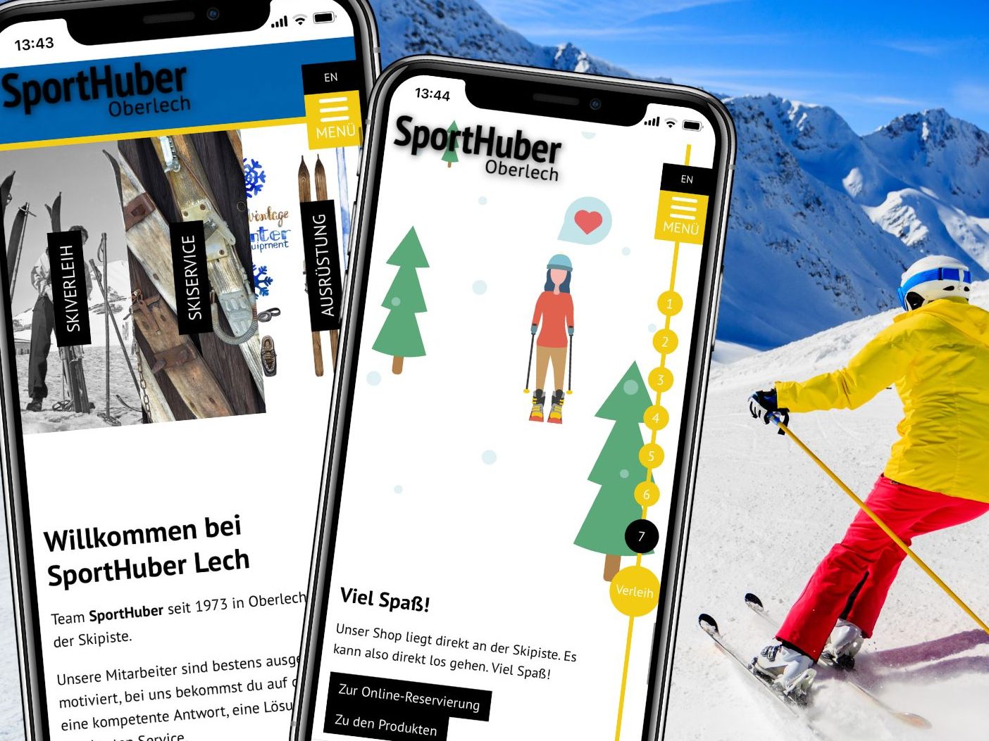 SportHuber bietet Skiverleih, -verkauf und - service am Arlberg.