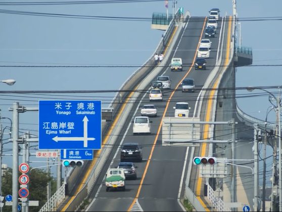 Die steilste Brücke der Welt befindet sich in Japan.