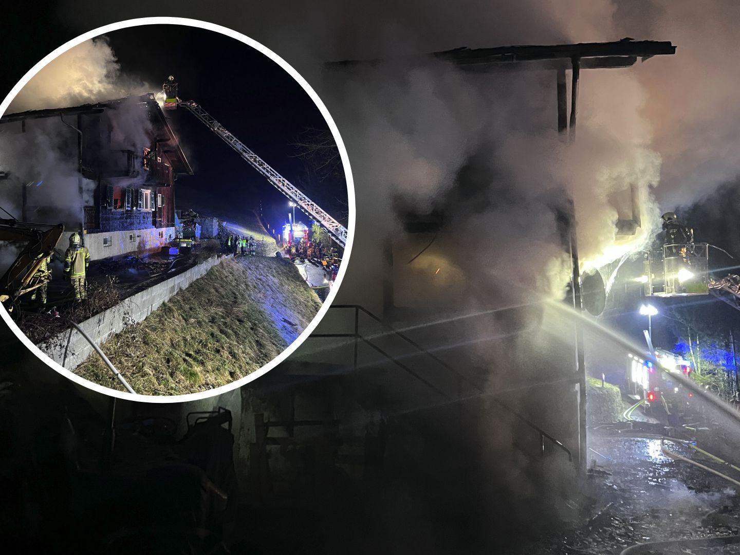 Gebäude bis auf die Grundmauern abgebrannt