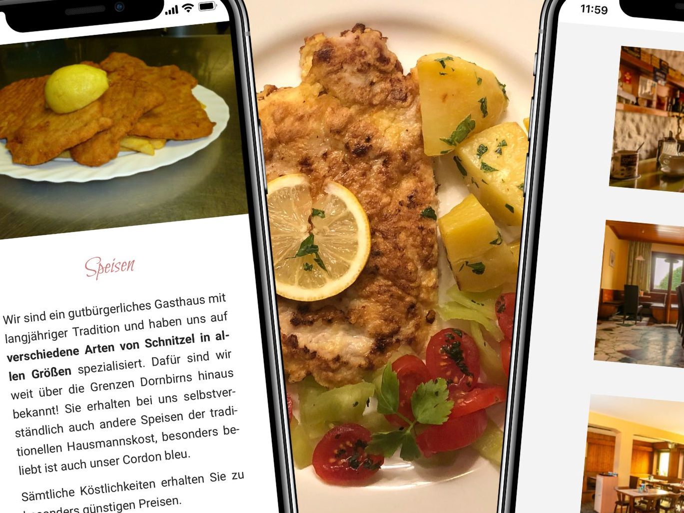 Vom Schnitzel Wiener Art bis zum Jägerschnitzel bietet das Lokal eine vielseitige Auswahl an Schnitzeln. Vom Schnitzel Wiener Art bis zum Jägerschnitzel bietet das Lokal eine vielseitige Auswahl an Schnitzeln.